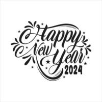 Happy New Year 2024. Abstract Hand drawn creative calligraphic design vector New Year 2024.