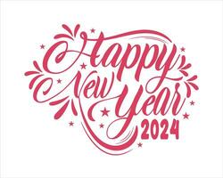 Happy New Year 2024. Abstract Hand drawn creative calligraphic design vector New Year 2024.