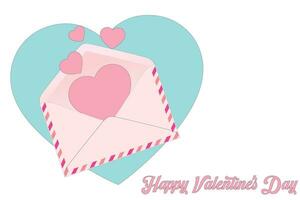 Template of an Valentine envelope with heart. Open envelope with pink hearts. Design for Valentine's Day greetings, postcards, web, banner, flyer vector