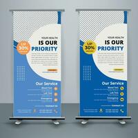 Medical Roll up banner stand template design With Set of templates. vector