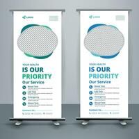 Medical Roll up banner stand template design With Set of templates. vector