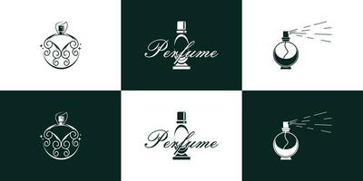 Vector set of luxury perfume bottle logo design inspiration collection premium perfume minimalist style Premium Vector