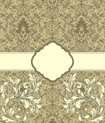 Vintage invitation card with ornate elegant abstract floral design