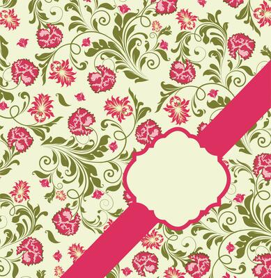 Vintage invitation card with ornate elegant abstract floral design