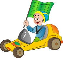 Boy in a Go Kart, illustration vector