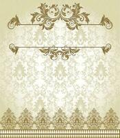 Vintage invitation card with ornate elegant abstract floral design vector