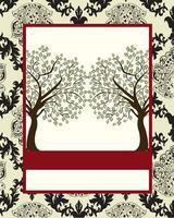 Vintage invitation card with ornate elegant abstract floral tree design vector