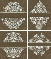 Set of four 4 vintage invitation card with ornate elegant abstract floral design vector