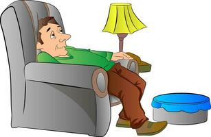 Man Slouching on a Lazy Chair or couch, illustration vector