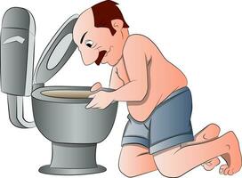 Man Fixing a Toilet, illustration vector