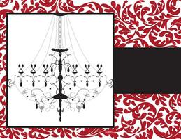 Vintage card with floral design and chandelier vector