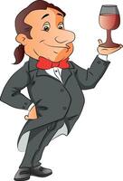 Vector of waiter holding a wineglass.