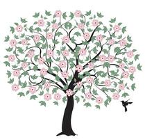 árbol con flores rosas vector