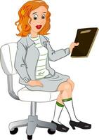 Vector of businesswoman holding a file.