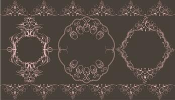 Vintage label elements with ornate elegant abstract floral designs vector