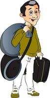 Vector of happy man with luggage.