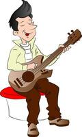 Vector of young guitarist.