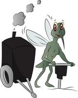 Vector of house-fly with power jackhammer.