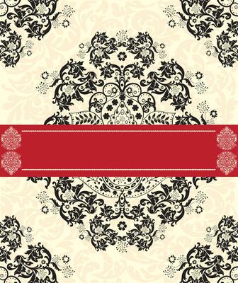 Vintage invitation card with ornate elegant abstract floral design