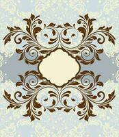 Vintage invitation card with ornate elegant abstract floral design vector