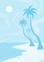 tropical beach with palm trees and sun vector