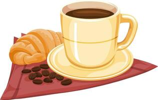 Vector of coffee cup with croissants.