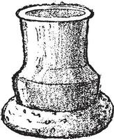 Earthen vase with its support, vintage engraving. vector