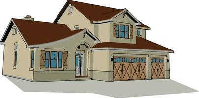 Big nice house, illustration, vector on white background.