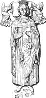 Statue placed on the tomb of Rollo in Rouen Cathedral, vintage engraving. vector