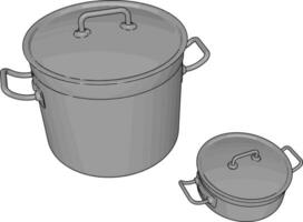 Silver cookware, illustration, vector on white background.