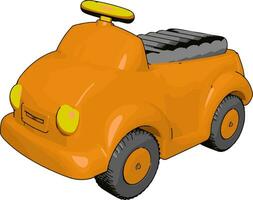 Small orange car, illustration, vector on white background.