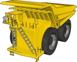 Vector illustration of an yellow dumper truck white background