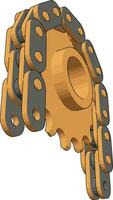 3D vector illustration of  a free wheel and chain white background