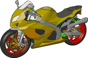 3D vector illustration on white background of a colorful  motorcycle