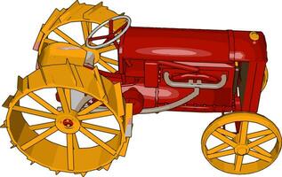 rojo y amarillo tractor vector ilustración en blanco antecedentes