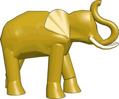 3D model of elephant, illustration, vector on white background.