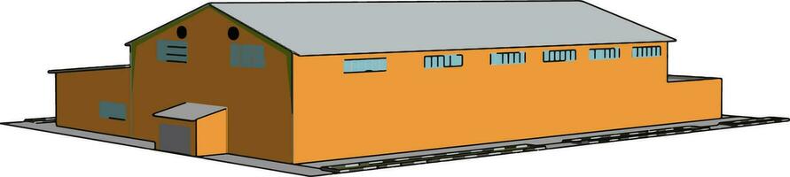edificio naranja, ilustración, vector sobre fondo blanco.