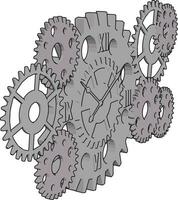 Silver gears, illustration, vector on white background.