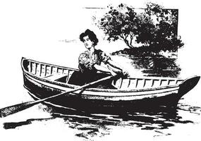 Rowing is an excellent exercise, vintage engraving. vector