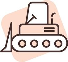 Construction bulldozer vehicle icon vector on white background.