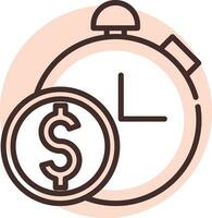 Money time, icon, vector on white background.