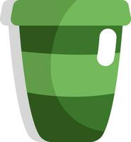 Green tea in long cup, icon, vector on white background.