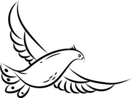 Flying bird tattoo, illustration, vector on a white background.