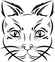 Tattoo of a cat , illustration, vector on a white background.