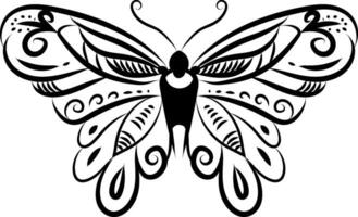 Butterfly tattoo drawing , illustration, vector on a white background.