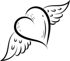 Heart with wings tattoo vector