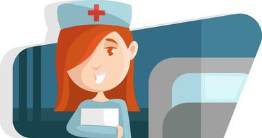 sonriente enfermero, ilustración, vector en un blanco antecedentes.