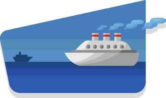 Big ship on sea, illustration, vector on a white background.