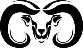 Ram face tattoo, tattoo illustration, vector on a white background.