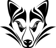 Siberian husky dog tattoo, tattoo illustration, vector on a white background.